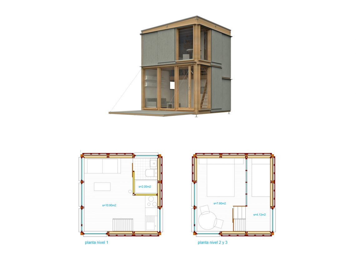 Ecological Prefabricated Wooden Tiny House 3x3 2a Inexpensive